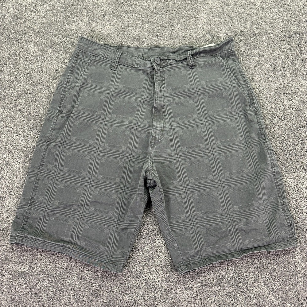 Wrangler Shorts Mens 34 Gray Plaid Chino Pockets Casual Summer Outdoor Workwear